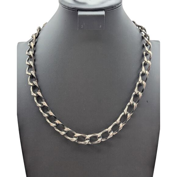 Chunky Gun Metal 24" Chain Link Necklace W/ Large Lobster Claw Clasp - Picture 1 of 5